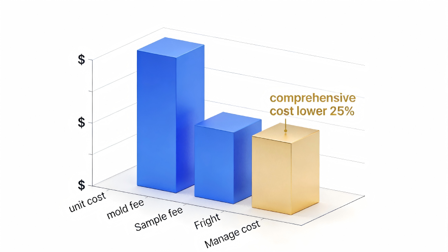 Total cost of ownership comparison chart showing 25 percent savings with integrated packaging supplier